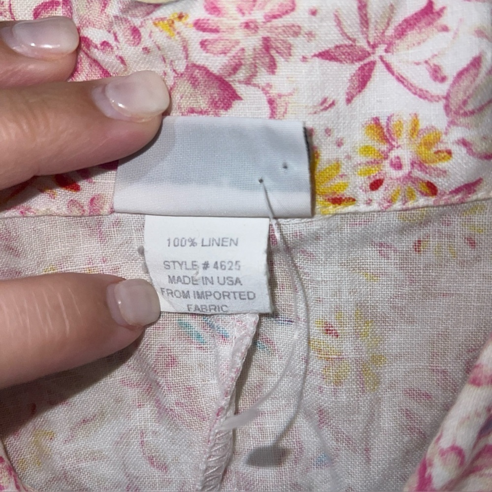 Habitat Pink and Yellow Linen Floral Shirt Large - Picture 4 of 5